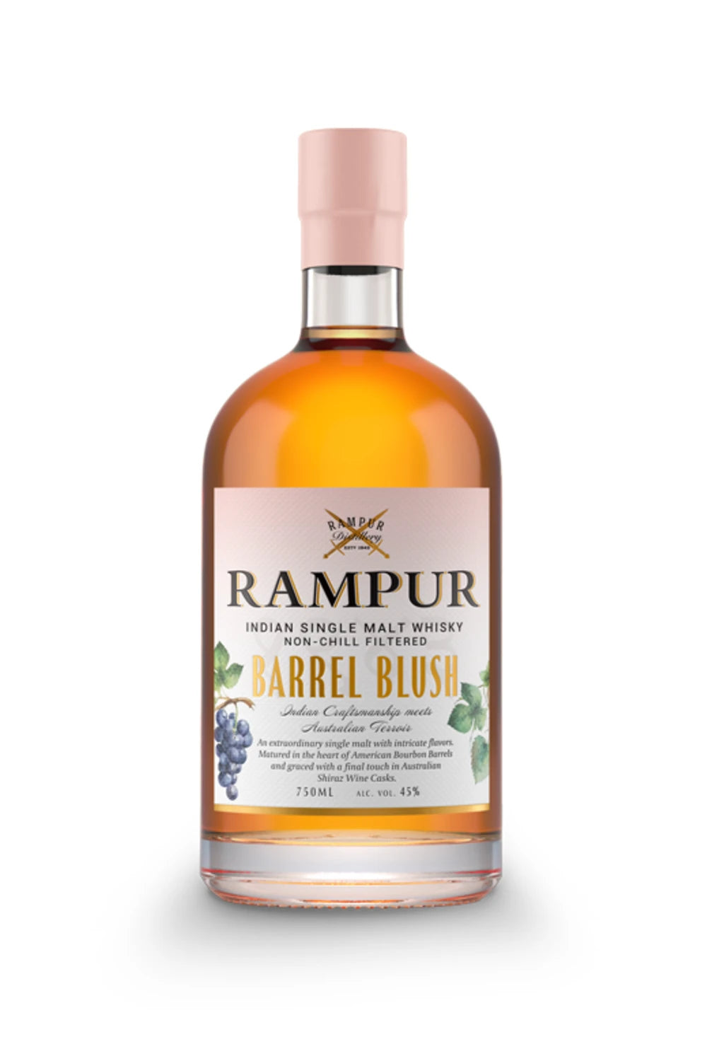 Rampur Barrel Blush Australian Shiraz Wine Casks Finish Single Malt Whisky